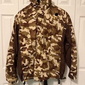 DC Tan and Brown Camouflage Snowboarding Jacket and Pants Set